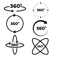 Wall Mural - 360 degree view angle rotation icon set. full coverage 360 degree sign for an app or web ui design.
