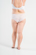 © staras - Overweight thigh, woman with fat hips, buttocks and varicose veins, obesity female body with cellulite on gray background