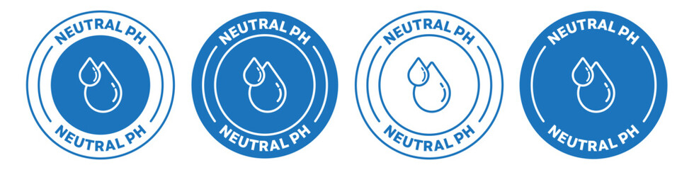 Wall Mural - neutral ph icons set in blue color. four variations on white background with water drops.