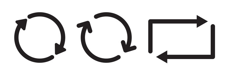 Wall Mural - repeat icon set. exchange and reverse switch vector symbol in a black filled and outlined style. ren