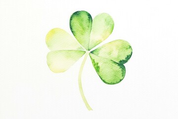 Canvas Print - Beautiful watercolor illustration of a four leaf clover symbolizing luck and prosperity, featuring vibrant green hues against a clean white background