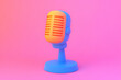 © All For One - Colorful retro microphone on pink background.