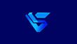 © Ja - A futuristic blue letter V and S logo with a modern digital design, featuring a sleek and abstract geometric style, perfect for branding, technology, and corporate identity.