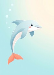 Wall Mural - an image of a dolphin is swimming in the ocean, dolphin with a blue tail and orange fins swimming in the ocean