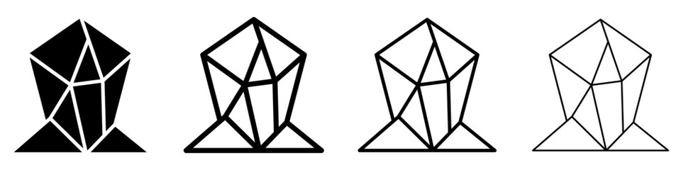 Wall Mural - crystal icons. black linear geometric crystal icon. vector illustration