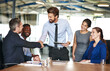 © peopleimages.com - Handshake, meeting and business people in office with client for investment deal, offer or agreement. Discussion, negotiation and finance analysts shaking hands with corporate investor for onboarding