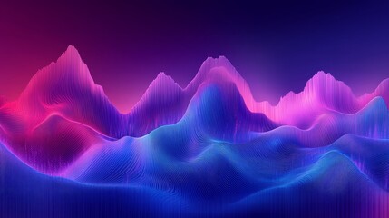 Wall Mural - Abstract Digital Landscape, Flowing Lines and Vibrant Gradient, Futuristic and Technological Design