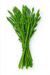© N. W. - A floating bunch of green asparagus spears, isolated on white background.