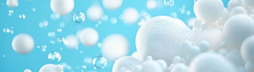 Wall Mural - A collection of floating white spheres, ethereal and pure background for dreamlike fantasyinspired projects