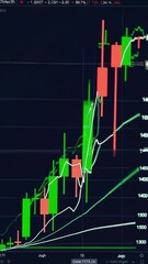 Poster - A clean, minimalistic chart with bold green candlesticks rising steadily, surrounded by subtle stock market indicators for a modern finance presentation.