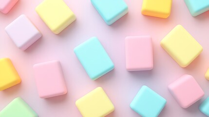 Wall Mural - Colorful Pastel Cubes on Soft Gradient Background for Creative Design and Artistic Inspiration