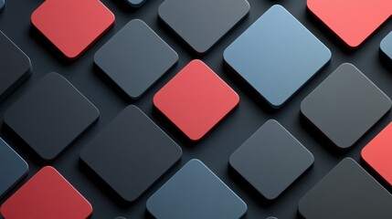 Red square among dark squares, digital texture background, website design