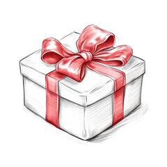 Wall Mural - sketch style illustration: red christmas gift box 