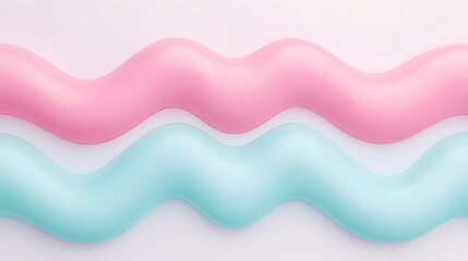 Wall Mural - soft curvy waves in pastel pink and blue colors on light background for backgrounds or designs