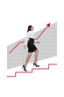 © deagreez - Picture banner advert poster creative 3d collage of responsible successful lady going career ladder isolated on white color background