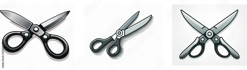 Objects Like Scissors Three different illustrations of scissors; a common kitchen utensil ...