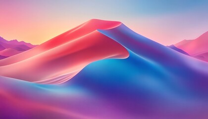 Wall Mural - indigo to pink gradient waves, abstract artwork serene flow, fluid shapes in minimalist landscape