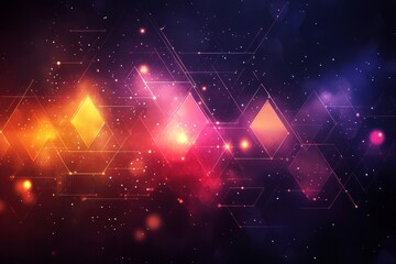 Canvas Print - abstract cosmic artwork with glowing geometric shapes and nebula-like background.