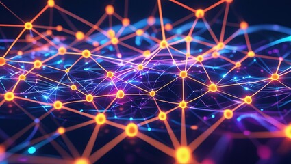 A dynamic web of intelligence and connections. Abstract tech image of complex neural network in motion. With interconnected nodes and glowing lines.
