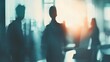 © Harry - Silhouette Business People Meeting Office Teamwork Collaboration Modern Corporate Professional Success Strategy Discussion Team Blurred Background