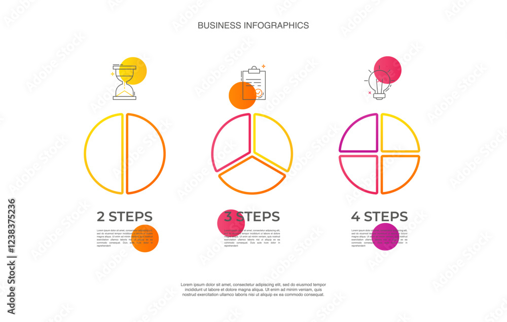 Vector infographic circles set divided radius. Segments of circle with ...