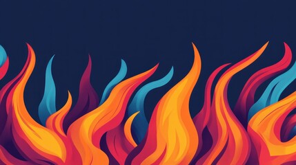 Poster - Vibrant Abstract Flames in Orange, Red, Blue, and Teal Colors for Background or Design Use
