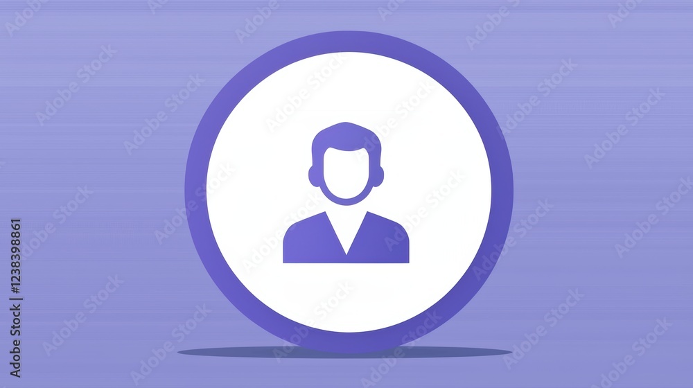 Purple oval icon with person symbol, modern user interface design for ...