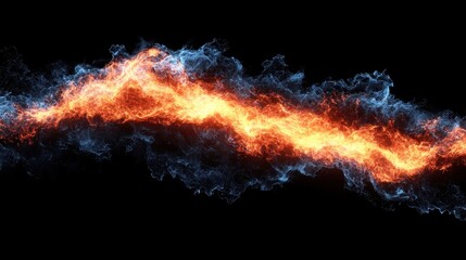 Leinwandbilder - Vivid Abstract Flames and Smoke Flowing Together in Dynamic Patterns on Black Background