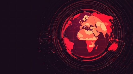 Fototapete - Abstract Digital Globe Design with Red and Black Color Scheme Representing Global Connectivity and Technology Trends