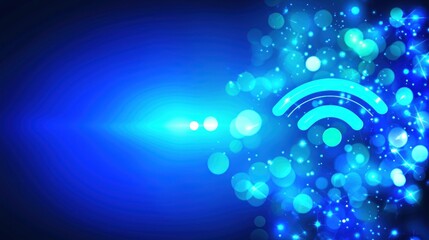 Aufkleber - Abstract blue background with glowing dots and wireless signal icon, perfect for technology and communication themes