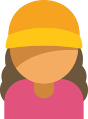 Wall Mural - Faceless female avatar icon wearing a yellow hat and pink shirt