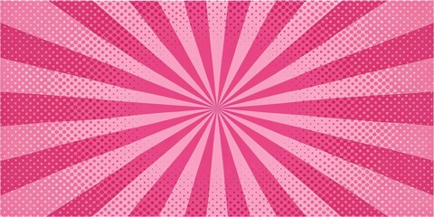 a vibrant pink sunburst design with halftone pattern background ideal for posters, cards, and presen