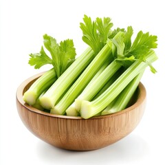 Wall Mural - Fresh Green Celery Stalks in Bowl eat isolated el transparent background