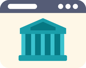 Wall Mural - bank building inside web browser window representing online banking concept