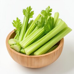 Wall Mural - Fresh Green Celery Stalks in Bowl eat isolated el transparent background