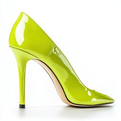 Sticker - Lime Green Patent Leather High Heels isolated te transparent background