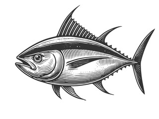 Wall Mural - tuna fish engraving sketch vector illustration