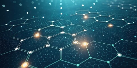 Abstract Hexagonal Network  Digital Connectivity and Data Flow Visualization
