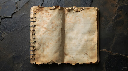 A worn and torn grunge notebook cover paper.