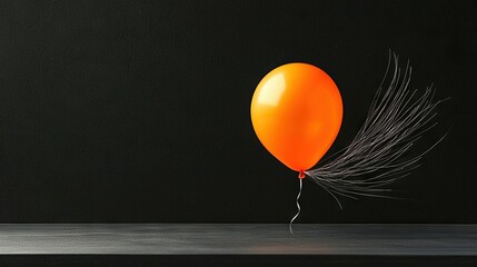 Sticker -   A balloon, tethered to a string, rests atop a nearby table alongside a vase bearing a bloom