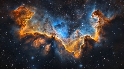Poster - Breathtaking cosmic swirls of vibrant colors and glowing star formations in the depths of a captivating nebula within the vast expanse of the galaxy