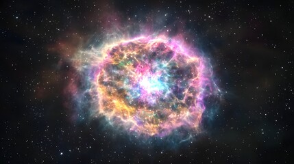 Poster - Breathtaking image of a powerful supernova explosion illuminating the mysterious and dynamic cosmic landscape  The scene showcases the incredible energy and force of this astronomical phenomenon