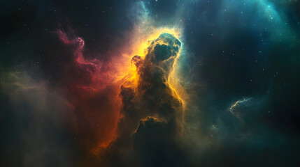 Aufkleber - Captivating and dynamic image of a vibrant explosive cosmic nebula formation in swirling interstellar clouds of colorful gas and radiant energy