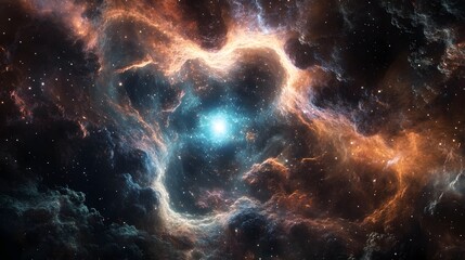 Fototapete - Captivating Cosmic Explosion Vibrant Nebula in the Depths of the Universe  Breathtaking image showcasing the dynamic and powerful energy of a celestial event