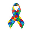 © Fernando Sanso - fita simbolo de conscientização do autismo, isolado no fundo branco