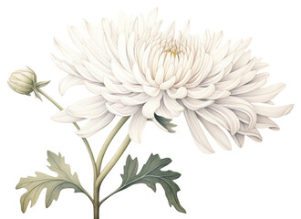 Wall Mural - PNG Botanical illustration chrysanthemum flower chrysanths dahlia.