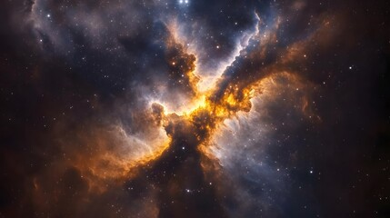 Aufkleber - Dramatic cosmic explosion with bursts of fiery energy and vibrant colors in a nebula galaxy of the deep universe  Stunning abstract astronomical background