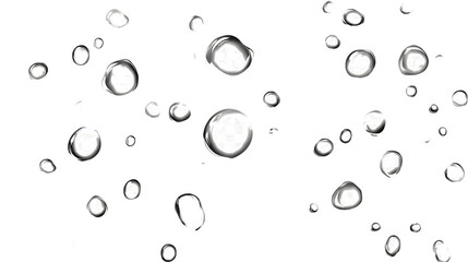 Fototapete - Sparkling crystal clear water droplets and bubbles on a transparent reflective surface against a minimalist abstract background  Serene fresh and elegant natural composition