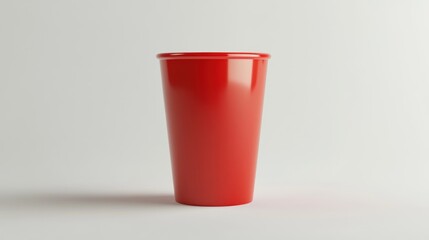 Canvas Print - Red plastic cup on white background, studio shot