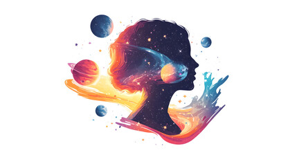 Fototapete - Surreal Cosmic Portrait Depicting Creative Imagination and Spiritual Enlightenment